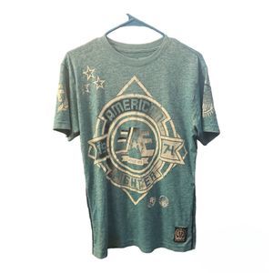 American Fighter Tshirt Teal Green White Training Division Tshirt Mens M Buckle